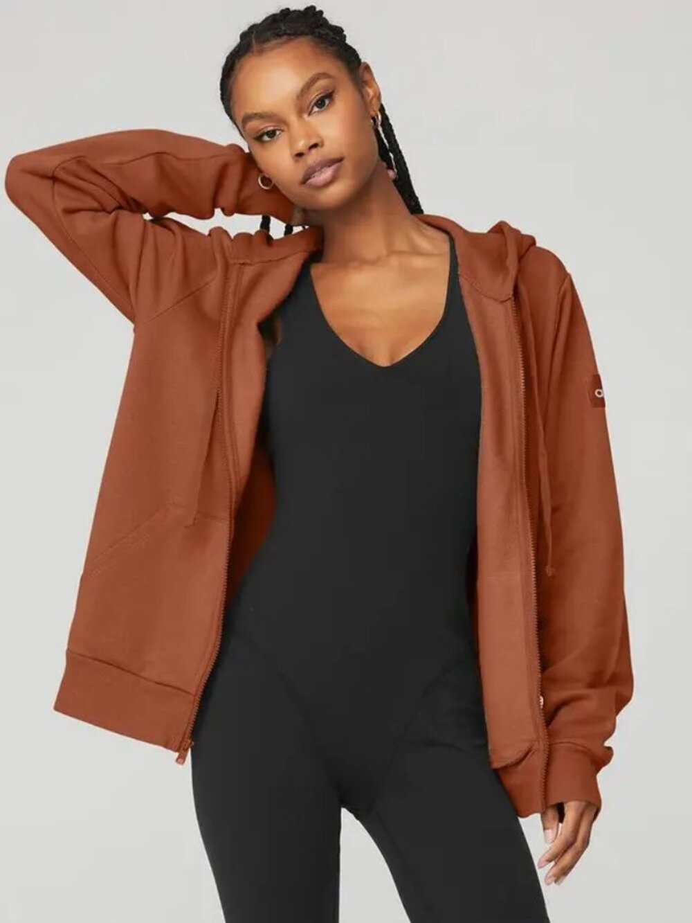 ALO Yoga Renown Heavyweight Full Zip Hoodie, Soft Terracotta/Pink, Small, NwoT
